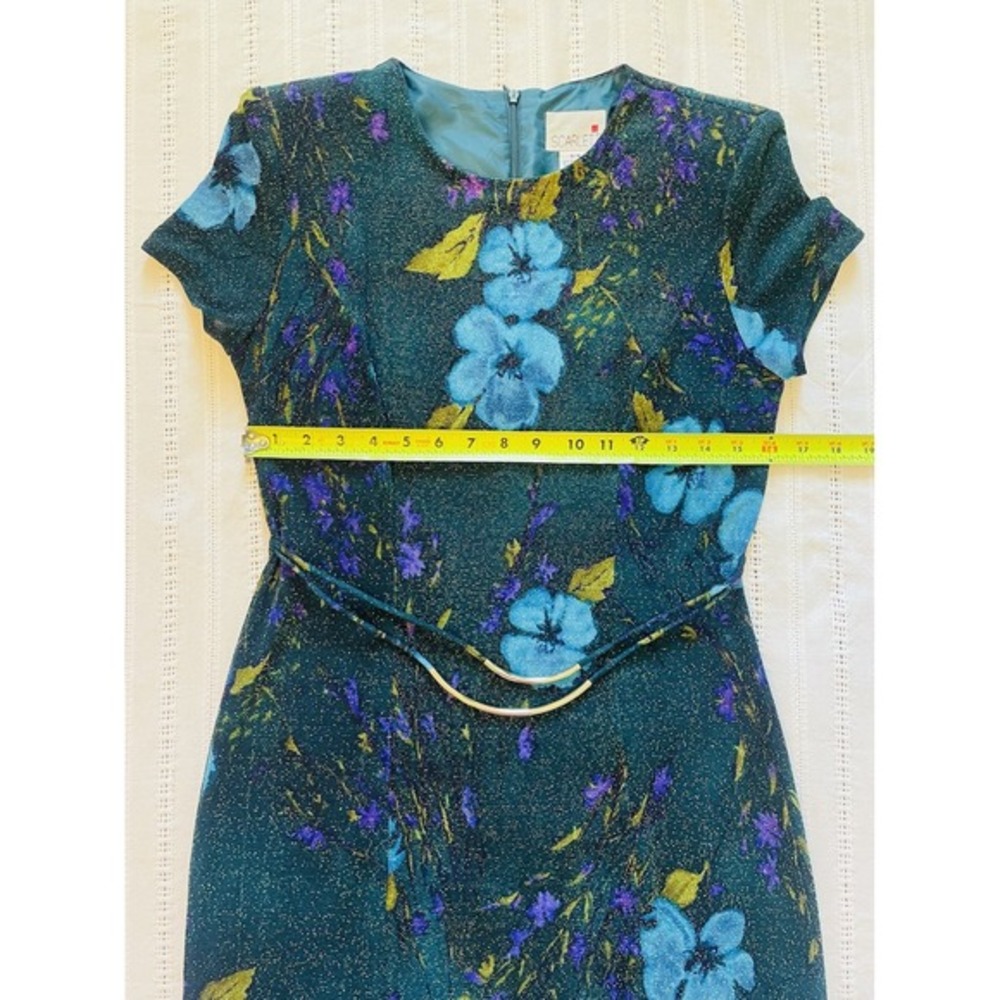 90's‎ Lurex Metallic Shimmer Floral Fitted Maxi Dress. Size 5/6. Front Slit. - Picture 7 of 11